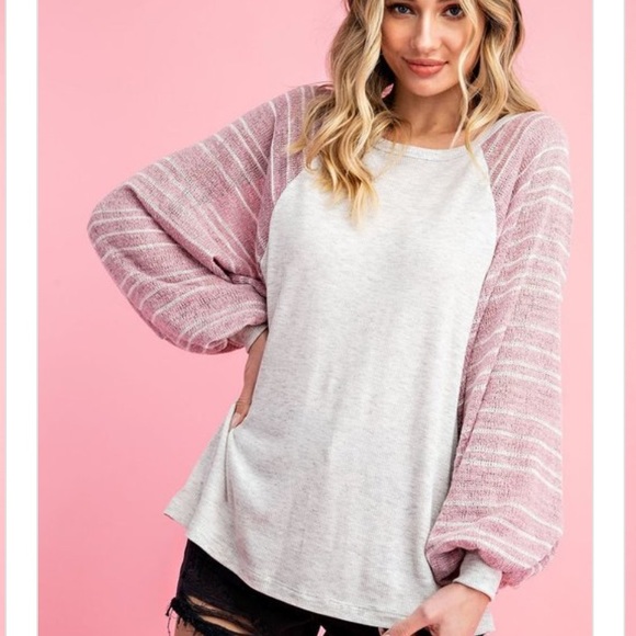 ✨LOOSE FIT RAGLAN SLEEVE LIGHT KNIT TOP - Picture 2 of 4